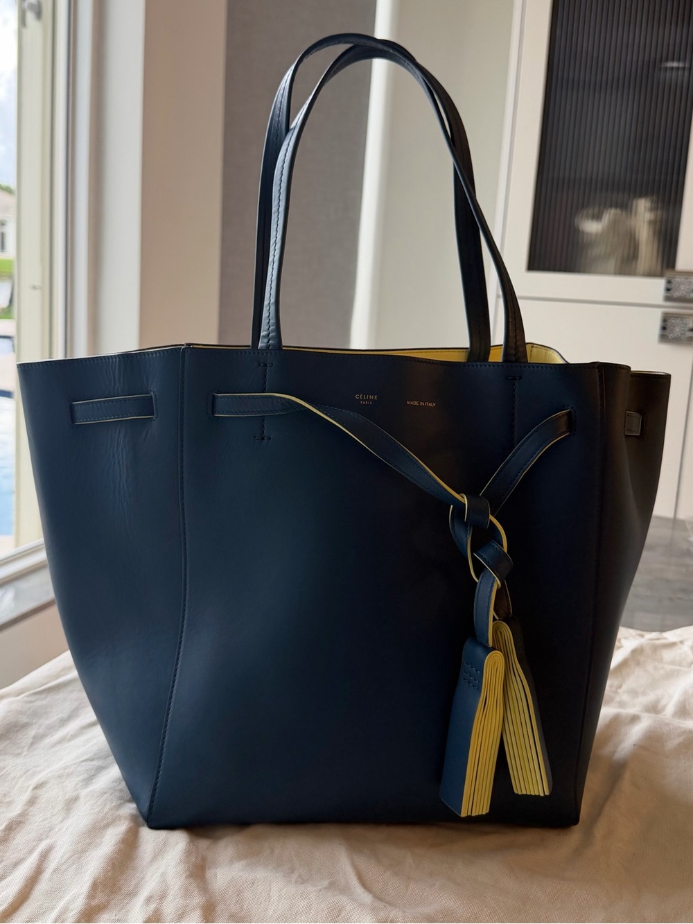 CELINE - Blue Leather Phantom Cabas Tote Bag